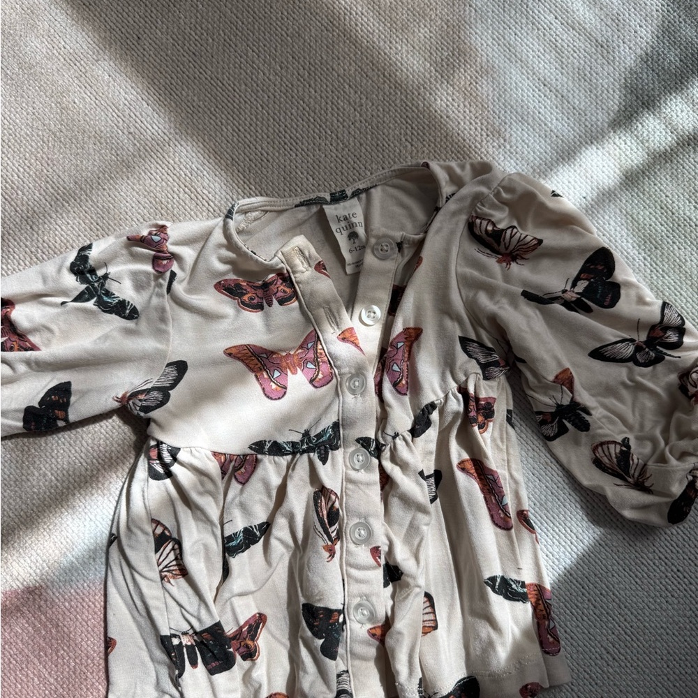Kate Quinn Cream Butterfly Print Kids Top